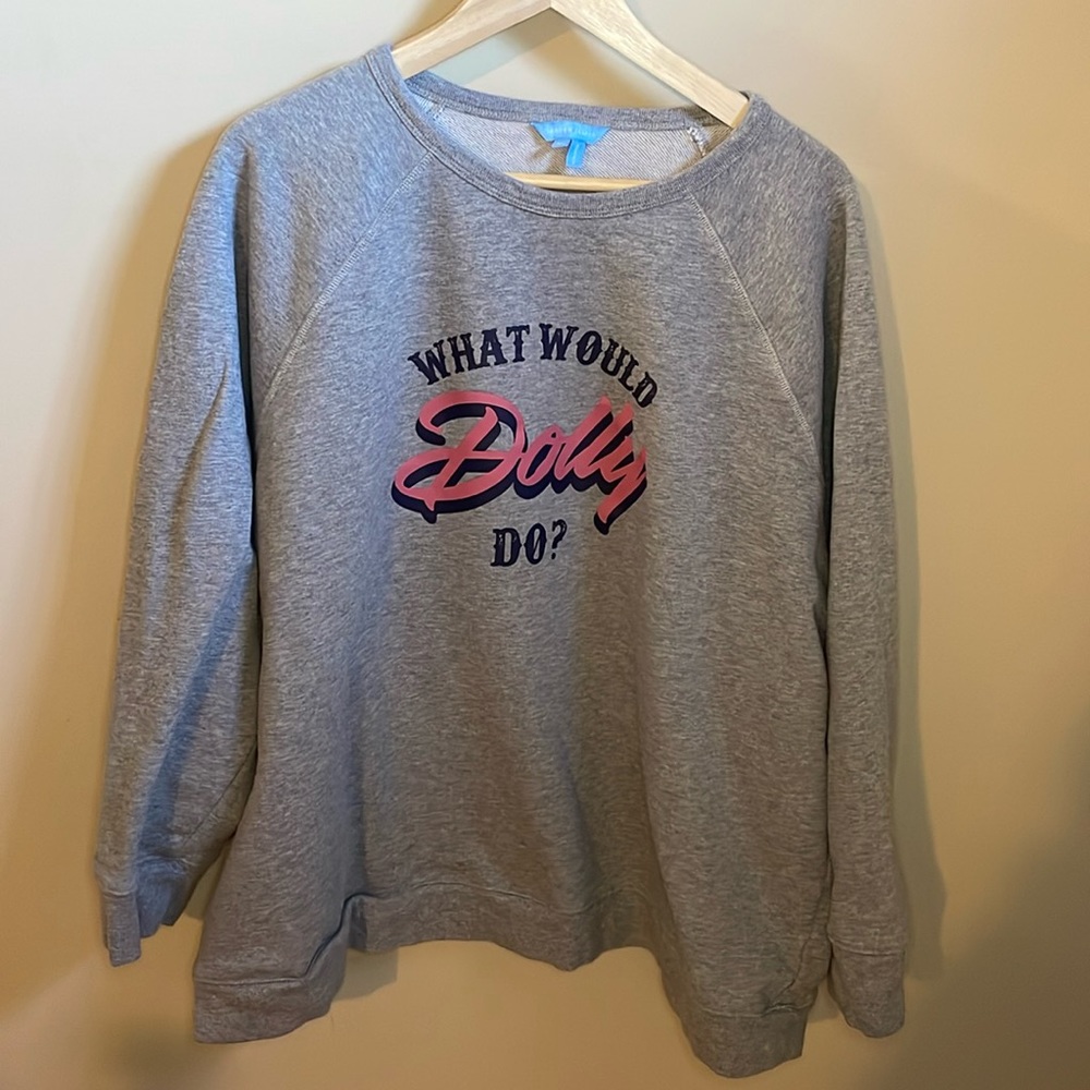 Draper James “What would Dolly do? Grey Plus Size crewneck sweatshirt